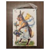 Wall Art Snowman & Children, Bunny in Apron (Lot of 2)