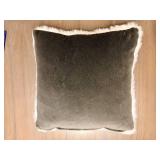 Throw Pillow - Red Heart Pattern with White Faux Fur Border