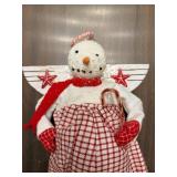 Backporch Friends Snowman Angel Figure - 14 in Tall - Made in Nebraska