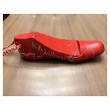 Decorative Red Wooden Christmas Shoe Ornament with Holly