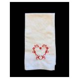 Guten Morgen Embroidered Kitchen Towel - Floral Border, Red Thread