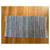 Braided Rug 38x22 - Blue Denim with Red Accents