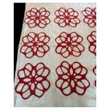 Quilt 82 x 68 Lightweight - Red Floral Rosette Pattern