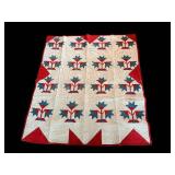 Patriotic Quilt 74 x 64 - Lightweight Throw for Americana Decor with Stains