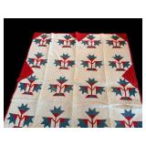 Patriotic Quilt 74 x 64 - Lightweight Throw for Americana Decor with Stains
