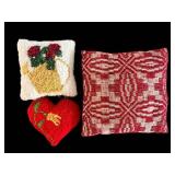 Pillows (Lot of 3) - Floral Vase, Red Heart & Geometric Cushions