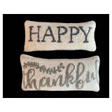 Pillows - 2 Decorative Throw Pillows 17.5 in Long Script & HAPPY Text Designs
