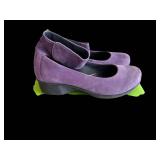 Waldläufer Dragon Print Purple Suede Mary Jane Shoes - Women