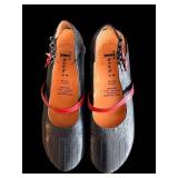 Think! Black Leather Mary Jane Shoes - Red Strap, EU 37, Exchangeable Footbed