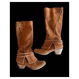 Brown Suede Knee-High Western Boots - Size 7 - Women