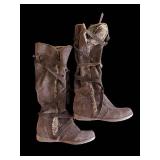 7M Used Boots - Brown Suede Fur-Lined, Size 7M (Lot of 2)