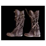 7M Used Boots - Brown Suede Fur-Lined, Size 7M (Lot of 2)