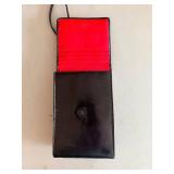 HOBO Black Leather Box-Frame Clutch with Red Interior - Vintage Evening Bag