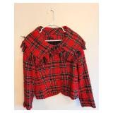 Randy Kemper Red Plaid Fringe Jacket - Women
