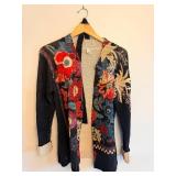 Lydia Hirscher 100% Wool Floral Patchwork Cardigan - Size S