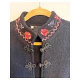 Carole Little Floral Embroidered Wool Jacket - Size S Frog Closures