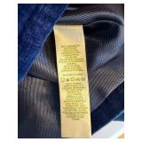 Corduroy Jacket - Navy Blue, Five Brass Front Buttons, 100% Cotton Exterior