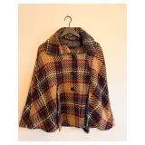 Cejon Plaid Wool-Blend Coat - S/M, 90% Polyester 10% Wool, Made in China