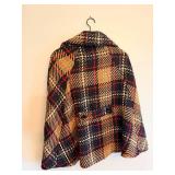 Cejon Plaid Wool-Blend Coat - S/M, 90% Polyester 10% Wool, Made in China