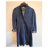 Denim Duster Coat - 3-Button Front, Back Tie (Stretch Denim) - Made in China