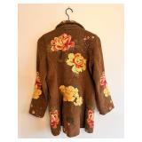 Papparazzi by Biz Floral Embroidered Brown Wool Coat - Size M