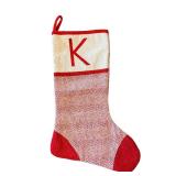 Christmas Stocking - Red with White Holly Pattern, Hanging Decor