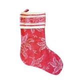 Christmas Stocking - Red with White Holly Pattern, Hanging Decor