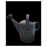 Vintage Metal Watering Can with Long Spout - Rusted, Cracked Nozzle Head