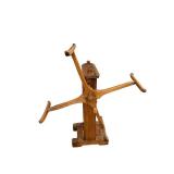 Antique Wooden Hand-Cranked Press with Three-Arm Clamp