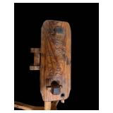 Antique Wooden Hand-Cranked Press with Three-Arm Clamp