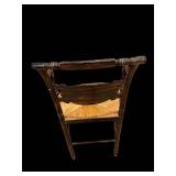 Armchair - Antique Black Lacquer with Gold Floral Motifs & Rush Seat