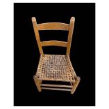 Wooden Chair with Woven Rush Seat - Vintage Child