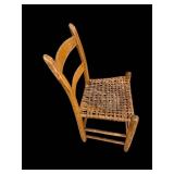 Wooden Chair with Woven Rush Seat - Vintage Child