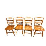 Antique Floral Back Dining Chairs - Set of 4, Solid Wood