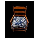 Ladder-Back Wooden Armchair with Woven Rush Seat