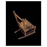 Vintage Wooden Rocking Chair with Woven Rush Seat