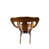 Vintage Wooden Rocking Chair with Curved Armrests, Carved Back, Rustic Finish