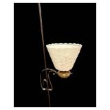 Brass Floor Lamp with Frosted Floral Glass Shade - 62 in Tall