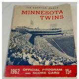 1962 Minnesota Twins Official Program and Scorecard - Vintage Baseball