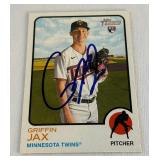 Griffin Jax Autographed Rookie Minnesota Twins Baseball Card