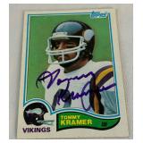 Tommy Kramer Autographed 1982 Topps Minnesota Vikings Football Card