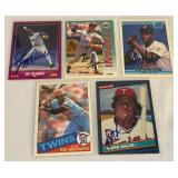 (5) Minnesota Twins Autographed Baseball Cards - Reardon, Tapani, Mahomes, Washington, Salas