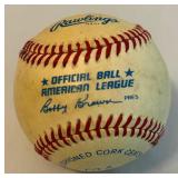 Gregg Swindell Signed Baseball Rawlings OALB Brown Ball
