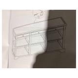 Costway Blue Rectangle Wood Long Sofa Table with Storage Retro Console Table with 3-Drawers And Open Shelves (Picture Only For Style Reference, Maybe Missing Hardware)