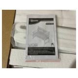 Outsunny Outdoor Garden Bench, Wooden Frame Patio Bench with Geometric Pattern, 43.25 Inch Weatherproof 2-Person Love Seat for Garden, Lawn, Porch, Yard, Work Entryway, White (Missing Hardware)