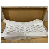 Outsunny Outdoor Garden Bench, Wooden Frame Patio Bench with Geometric Pattern, 43.25 Inch Weatherproof 2-Person Love Seat for Garden, Lawn, Porch, Yard, Work Entryway, White (Missing Hardware)