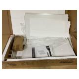 HOMCOM Boho Kitchen Cabinet, Buffet Cabinet with 2 Rattan Doors and Adjustable Shelves for Dining Room, White and Natural