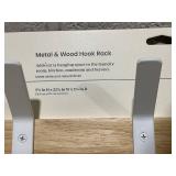 LOT OF 2 Brightroom Mixed Material 5 Hooks Rail Matte White : Wall Mounted Decorative Hook Rack, Steel & Rubberwood, 22.5" Length