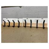 LOT OF 2 Brightroom Mixed Material 4 Hooks Rail Matte Black on Light Wood : Wall Mounted Decorative Rack, Iron & Rubberwood