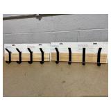 LOT OF 2 Brightroom Mixed Material 4 Hooks Rail Matte Black on Light Wood : Wall Mounted Decorative Rack, Iron & Rubberwood